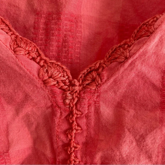 FAHERTY 100% Organic Cotton Margate Short Sleeve Checkered Blouse Size XXS - Picture 7 of 14